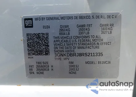 2024 Chevrolet Blazer Ev Eawd 2Lt из США, поврежденный, VIN 3GNKDBRJ8RS211335